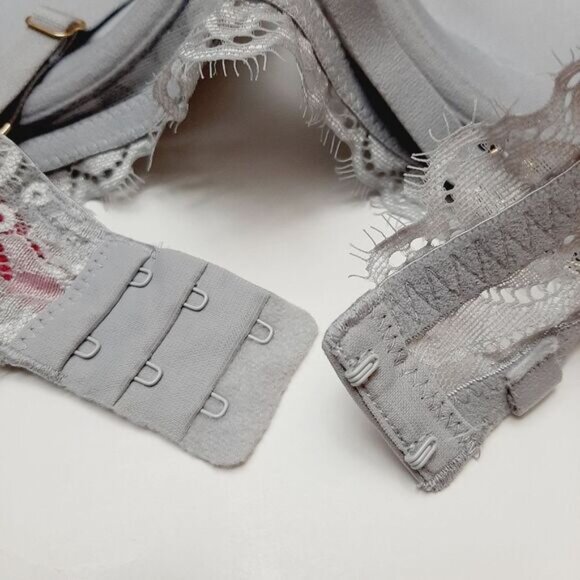 LA SENZA Beyond Sexy Push-up Bra Floral Lace & Rhinestones Grey Sz 36C - Picture 13 of 16
